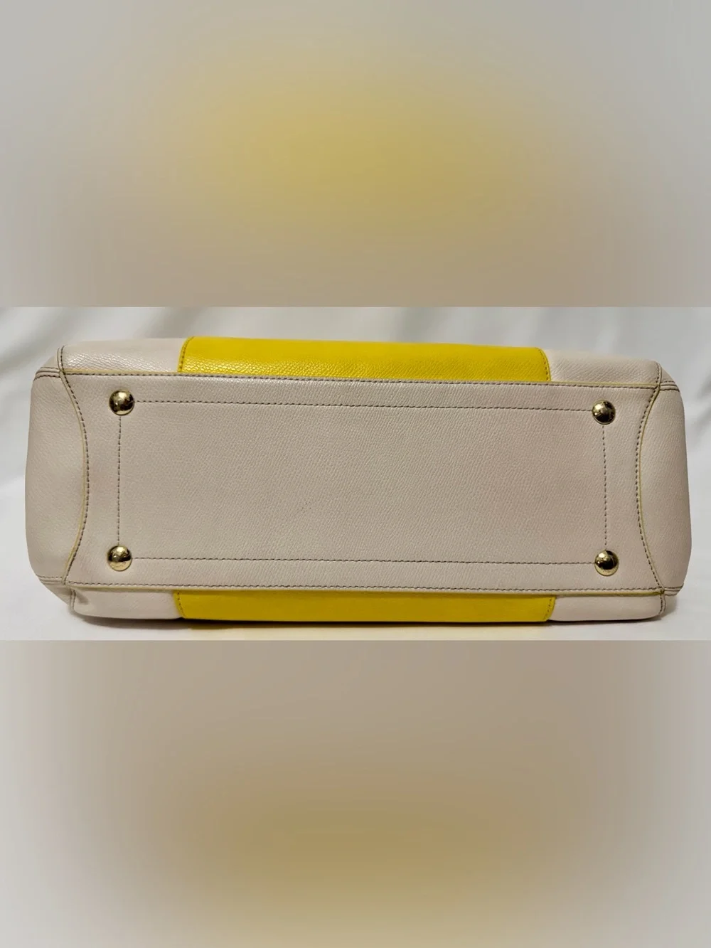 Coach Margot Carryall Bicolor Leather Yellow Chalk Large Satchel Bag